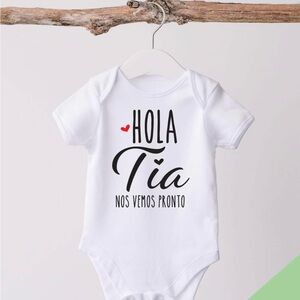 Adorable White Bodysuit with Black and Red Print. Announcement pregnancy 0+3M